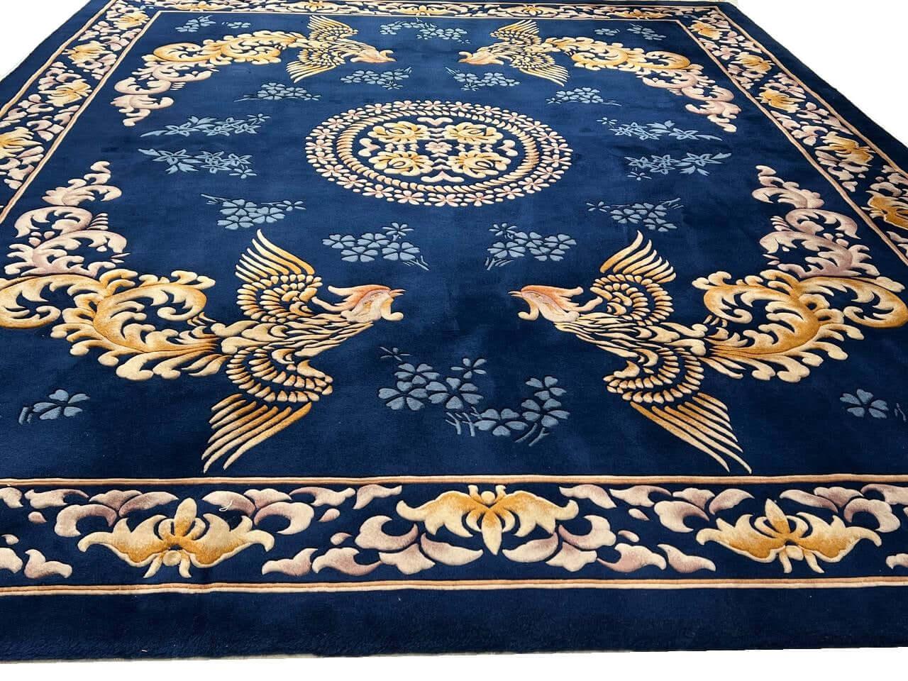 Canvello 1970sFine Hand Knotted Vintage Chinese Peking Rug - 7'11'' X 10'3'' - Canvello