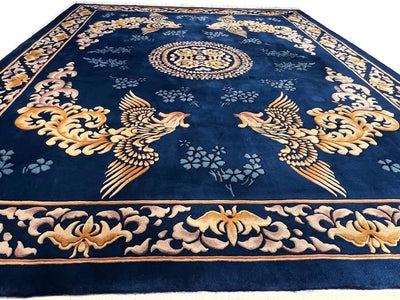 Canvello 1970sFine Hand Knotted Vintage Chinese Peking Rug - 7'11'' X 10'3'' - Canvello