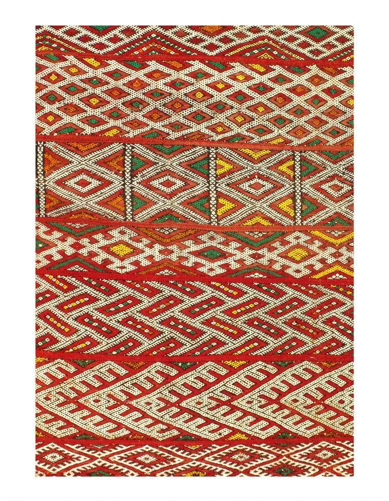 Canvello 1980's Flat Weave Colorful Moroccan Rug - 5'6" x 8'