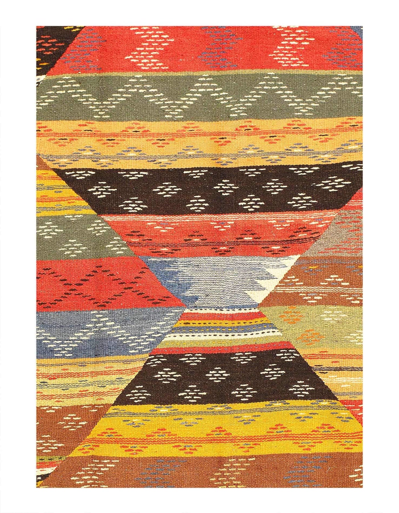 Canvello 1980's Flat Weave Wool Moroccan Rug - 5'3" x 8'6"