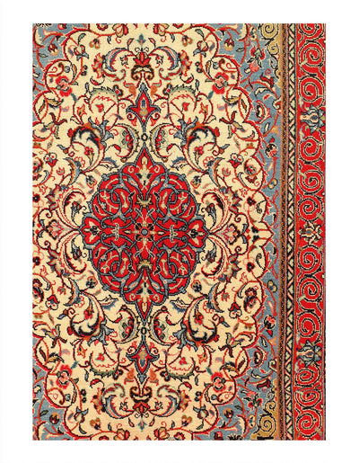 Canvello 1980s Fine Hand Knotted Persian Sarouk Rug - 3'7'' X 5'8''