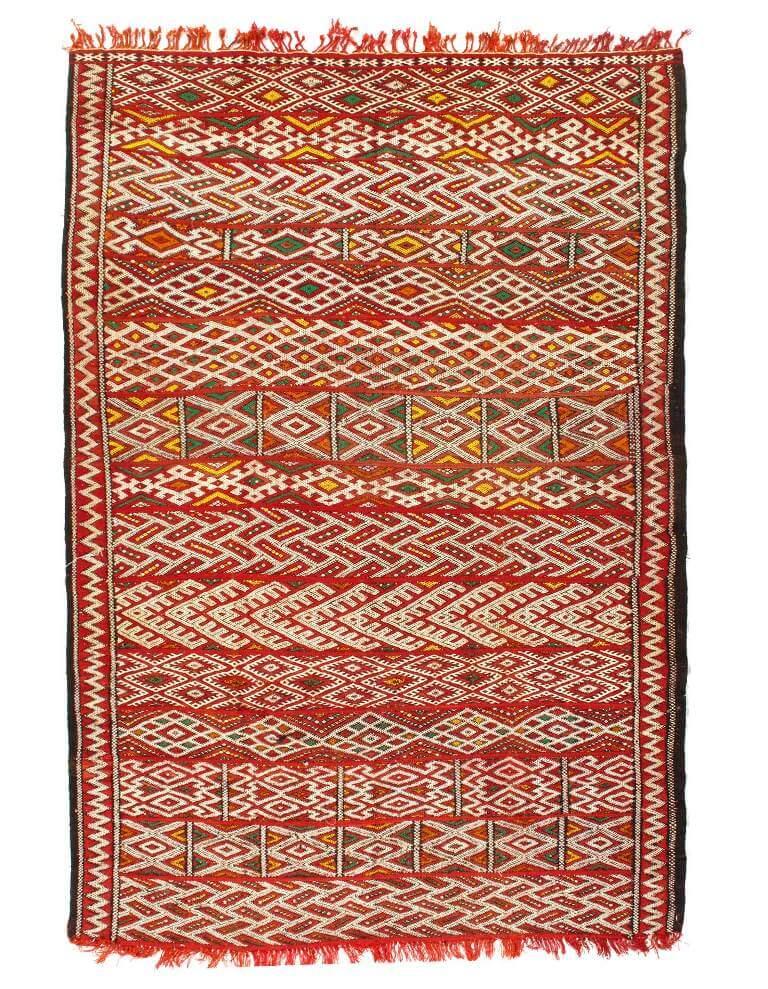 Canvello 1980's Flat Weave Colorful Moroccan Rug - 5'6" x 8' - Canvello