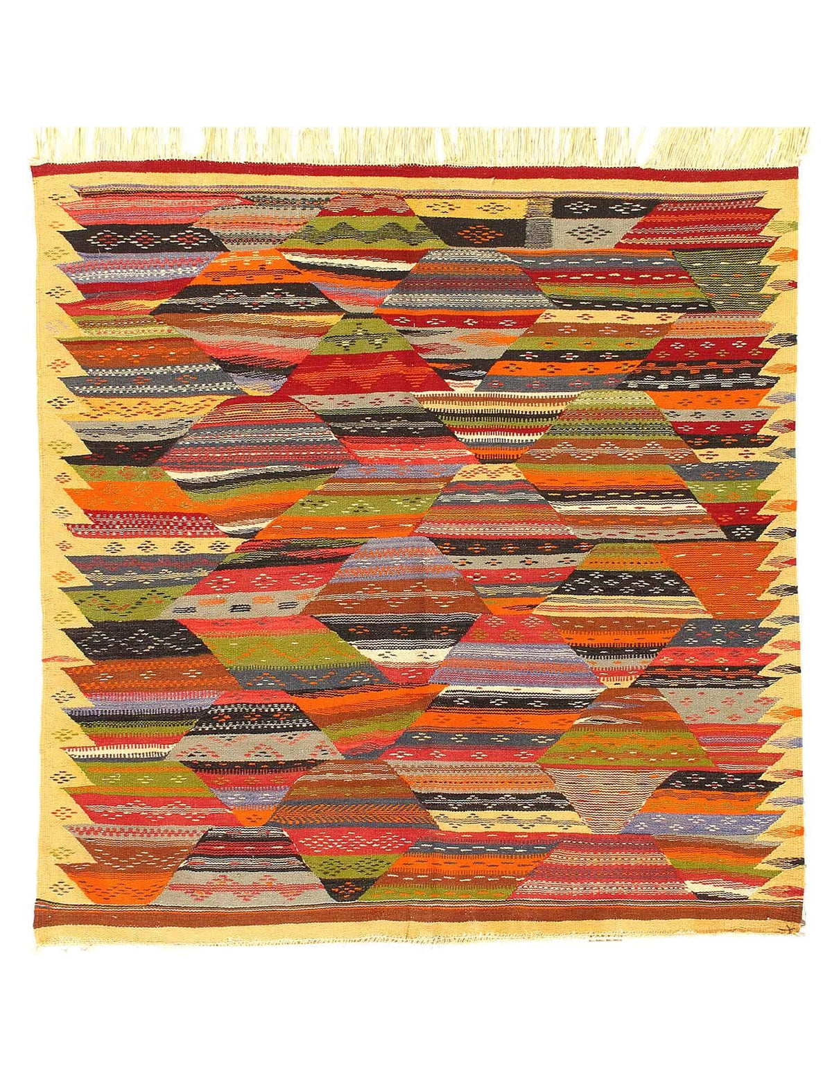 Canvello 1980's Flat Weave Moroccan Rug - 4'8" x 4'10"
