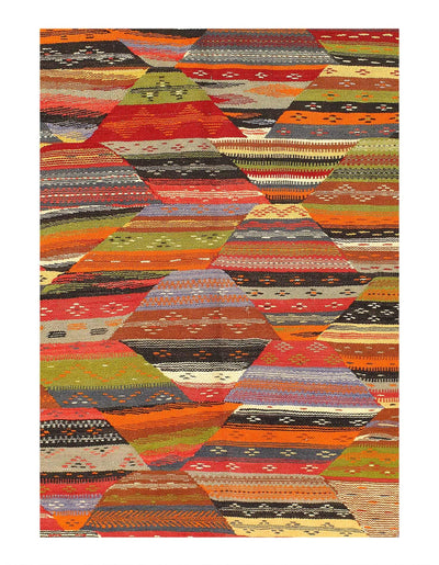 Canvello 1980's Flat Weave Moroccan Rug - 4'8" x 4'10" - Canvello