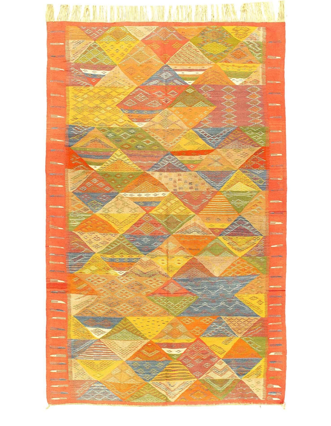 Canvello 1980's Flat Weave Vintage Moroccan Rug - 4'8" x 8' - Canvello