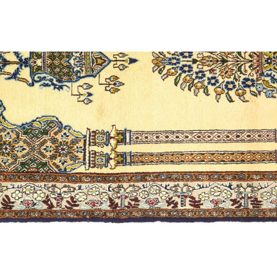 Canvello 1980s Persian Qum Ivory Wool Rug - 3'3" x 5'2"