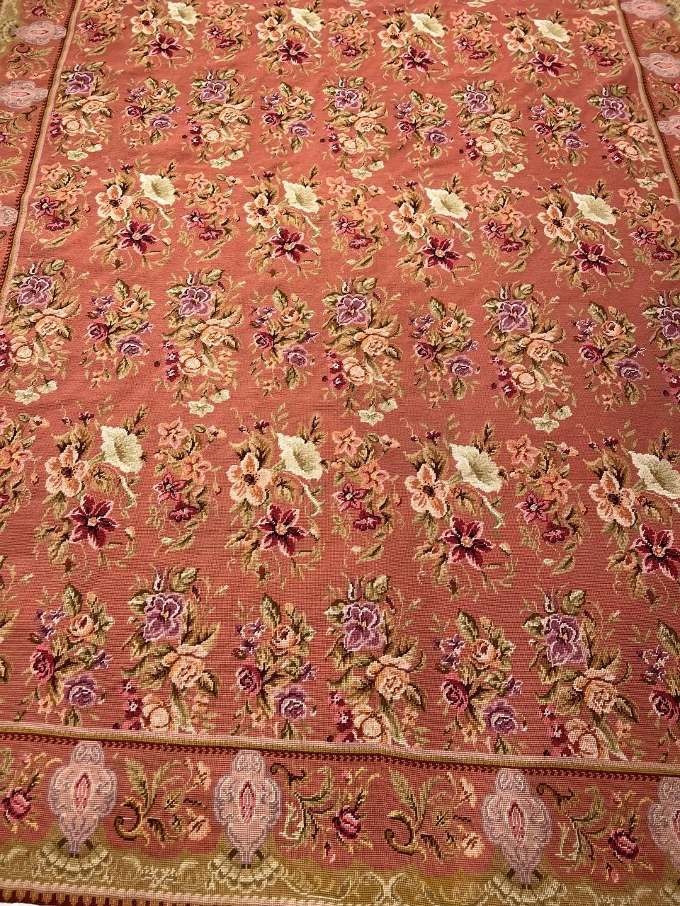 Canvello 1980s Vintage Needlepoint Flat Weave Rug - 6'7'' X 9'4''