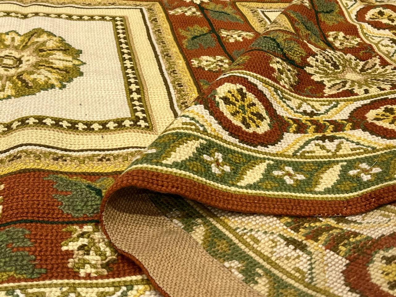 Canvello 1980s Vintage Needlepoint Flat Weave Rug - 8'8'' X 11'7'' - Canvello