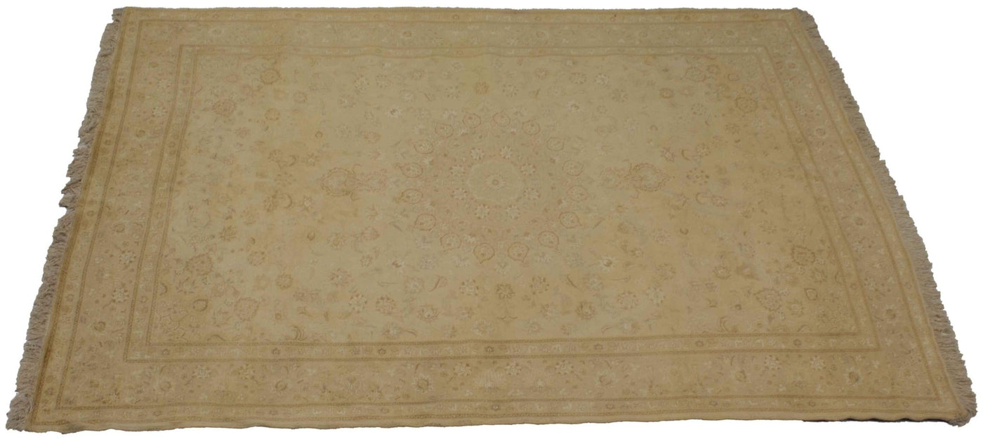 Canvello 1990 Vintage Tabriz Modern Beige Rug - 6'8'' X 9'8'' - Canvello