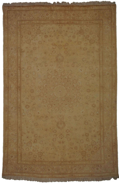 Canvello 1990 Vintage Tabriz Modern Beige Rug - 6'8'' X 9'8'' - Canvello