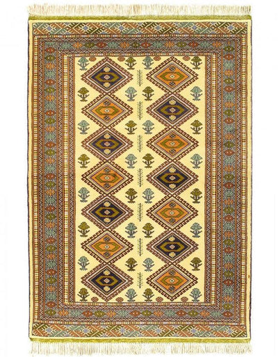 Canvello 2000s Hand Knotted Silkroad Vintage Ardabill Rug - 4'4'' X 6'2'' - Canvello