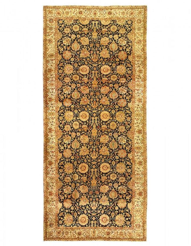 Canvello 2010s Hand Knotted Black Agra Oversized Rug - 10' X 23' - Canvello