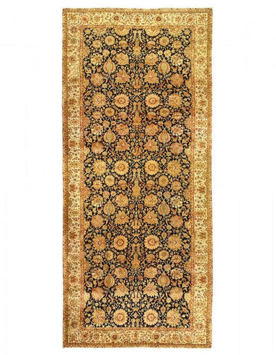 Canvello 2010s Hand Knotted Black Agra Oversized Rug - 10' X 23'