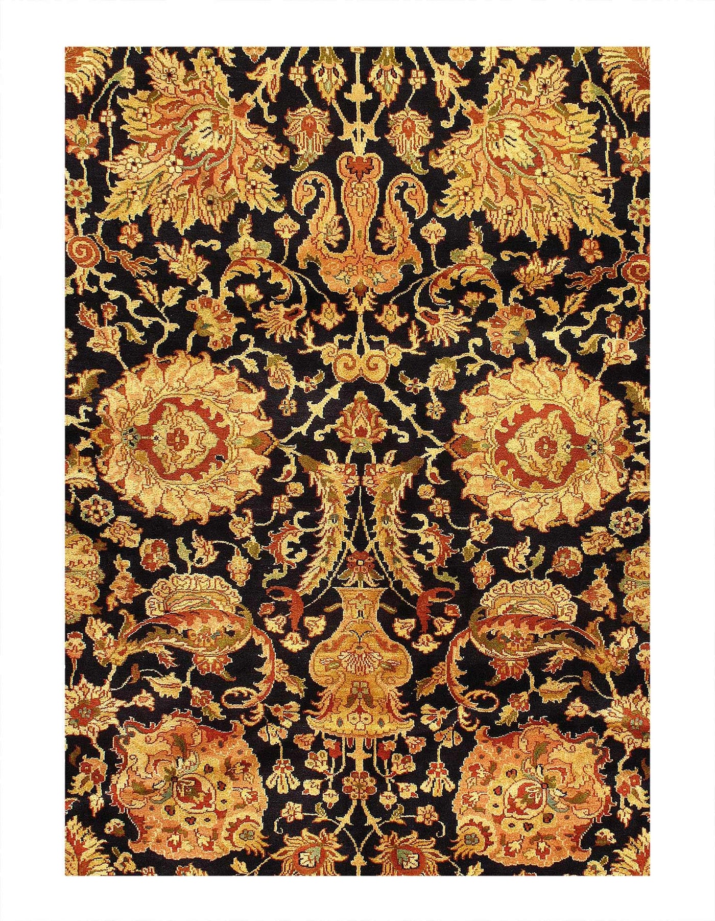 Canvello 2010s Hand Knotted Black Agra Oversized Rug - 10' X 23'