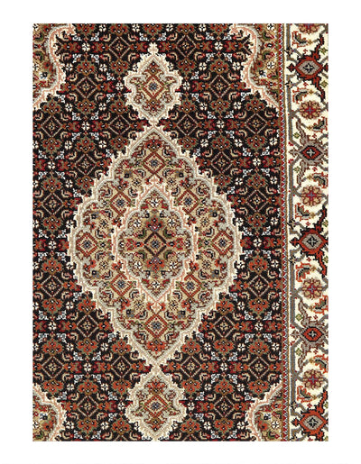 Canvello 2020s Fine Hand Knotted Silk & Wool Tabriz - 2′4″ × 6′5″ - Canvello