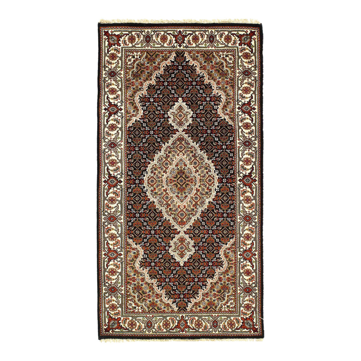 Canvello 2020s Fine Hand Knotted Silk & Wool Tabriz - 2′4″ × 6′5″