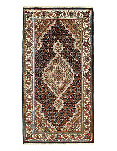 Canvello 2020s Fine Hand Knotted Silk & Wool Tabriz - 2′4″ × 6′5″ - Canvello