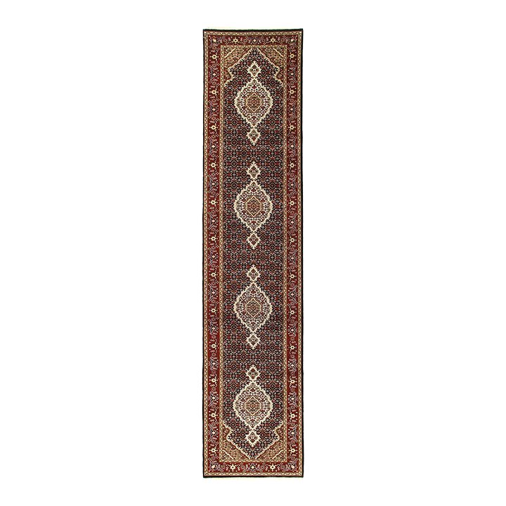 Canvello 2020s Fine Hand Knotted Silk & Wool Tabriz Runner - 2′8″ × 12′3″