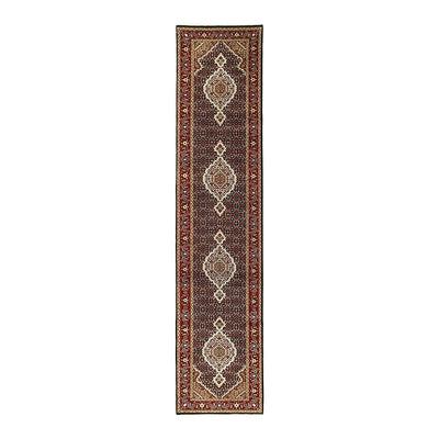 Canvello 2020s Fine Hand Knotted Silk & Wool Tabriz Runner - 2′8″ × 12′3″ - Canvello