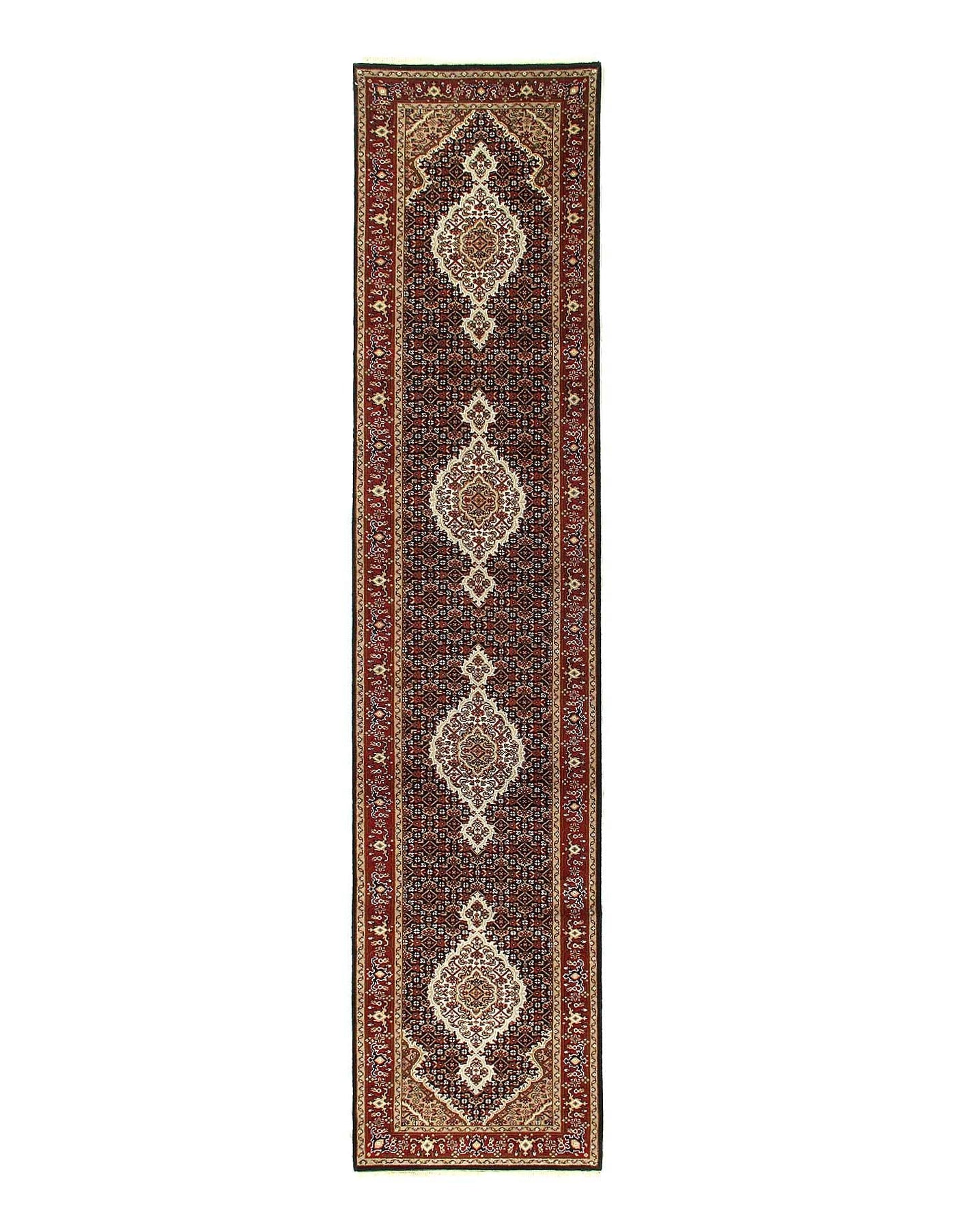 Canvello 2020s Fine Hand Knotted Silk & Wool Tabriz Runner - 2′8″ × 12′3″ - Canvello