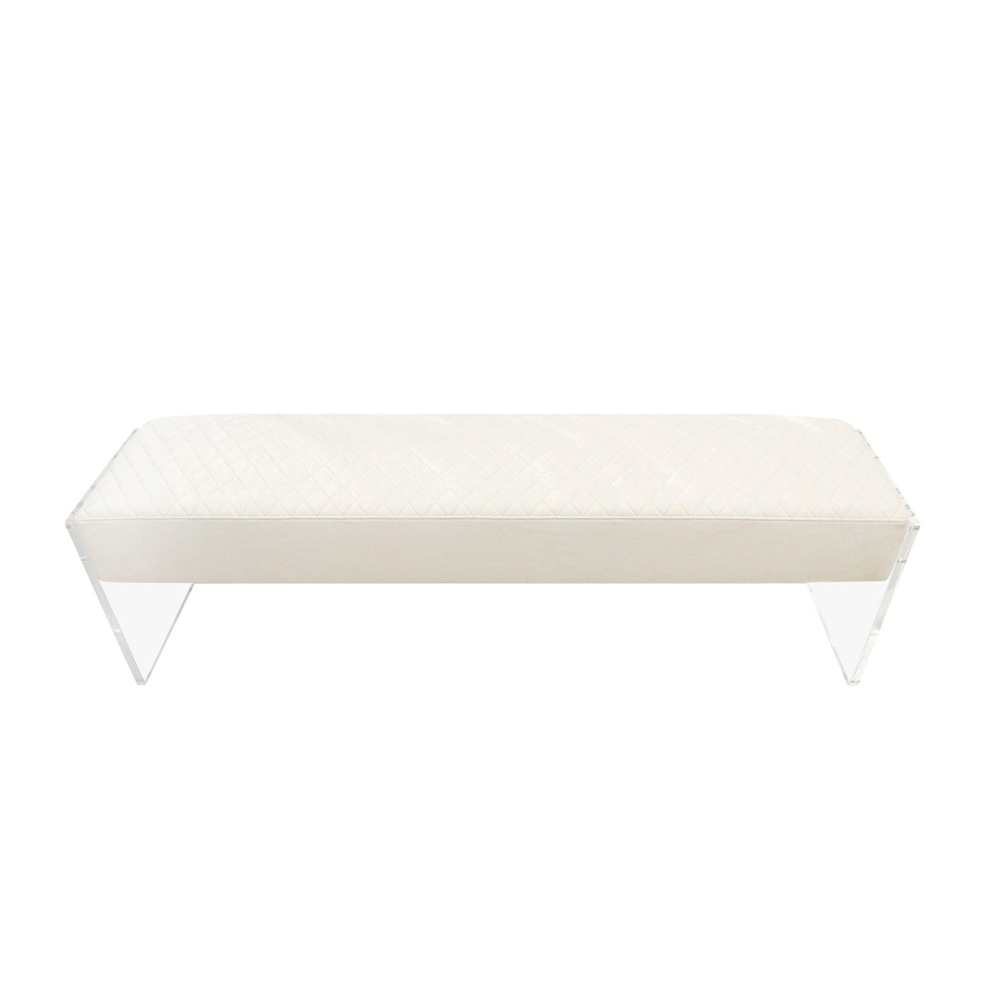 Canvello Acrylic & Velvet Bench, Ivory - Canvello