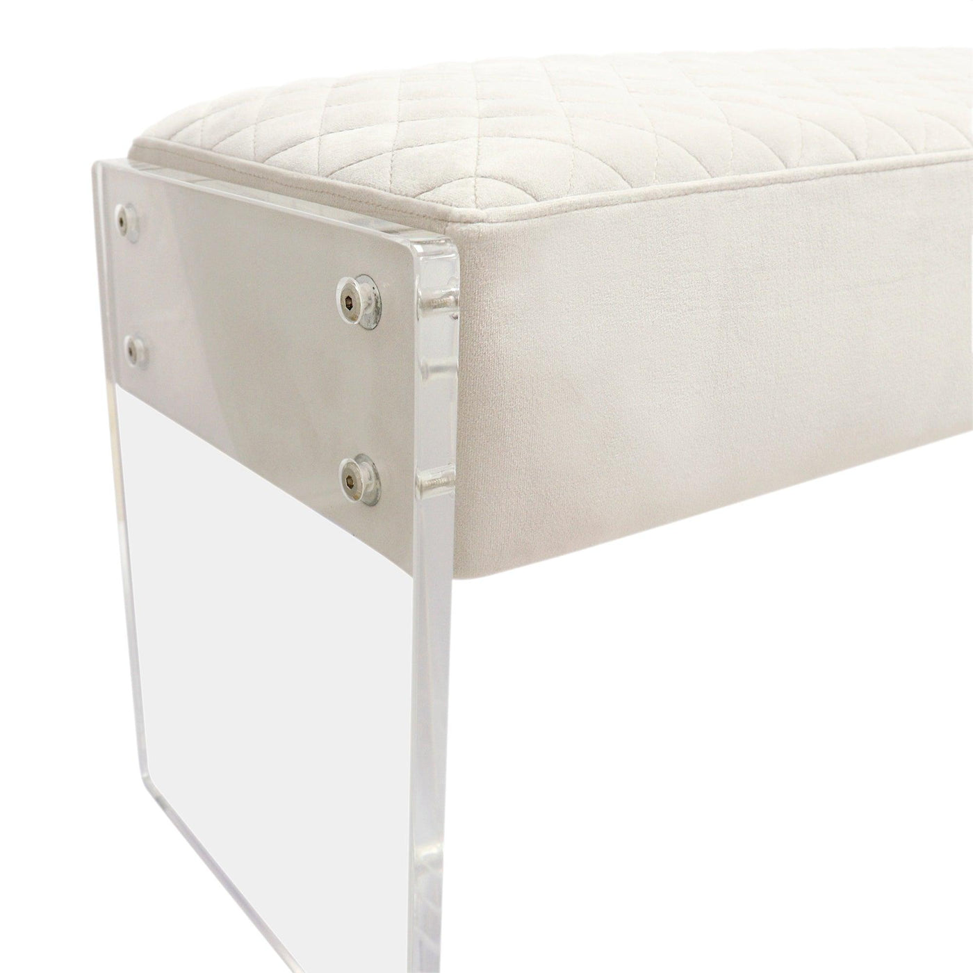 Canvello Acrylic & Velvet Bench, Ivory - Canvello