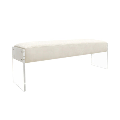 Canvello Acrylic & Velvet Bench, Ivory - Canvello