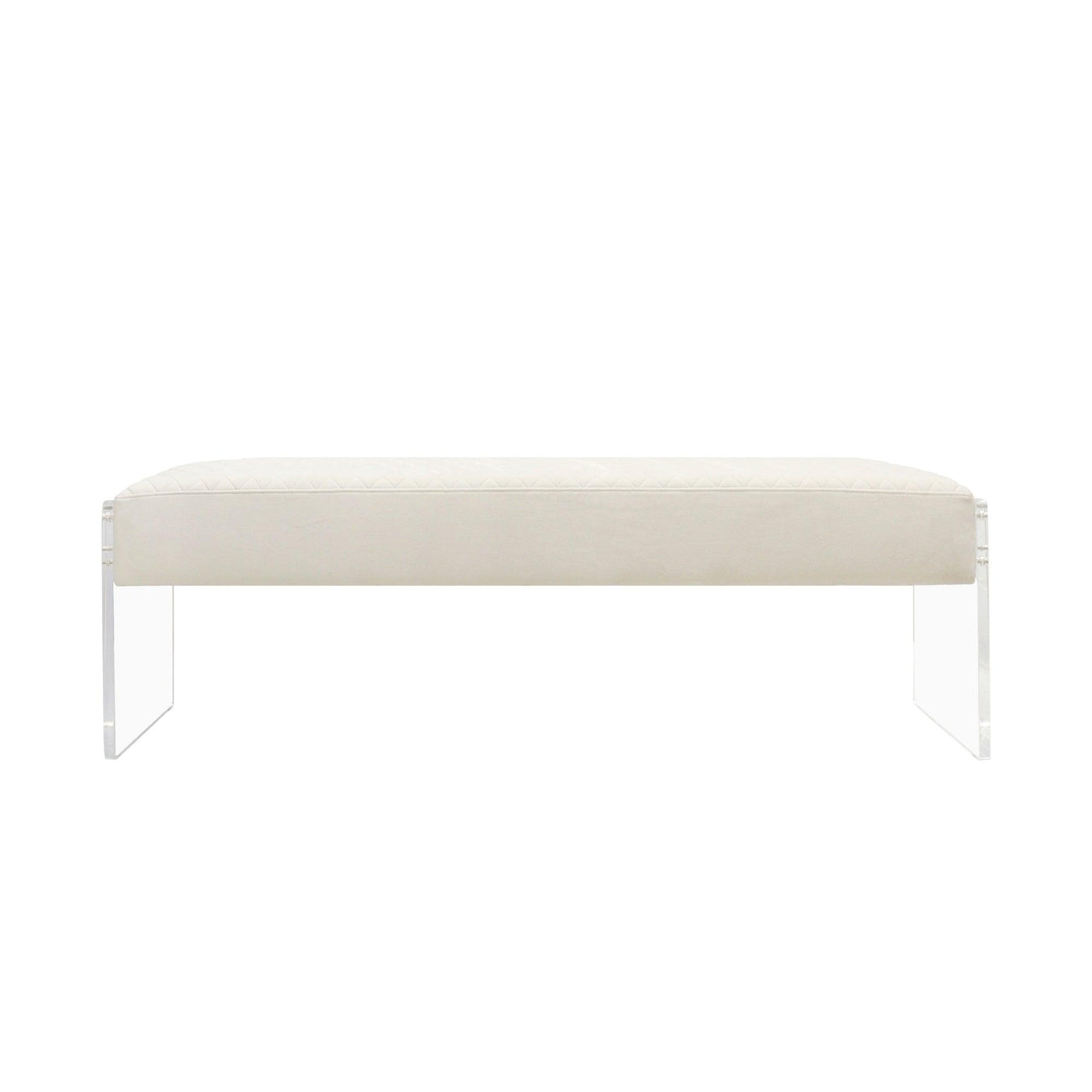 Canvello Acrylic & Velvet Bench, Ivory - Canvello