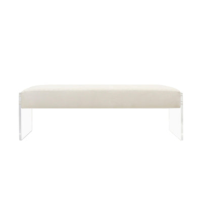 Canvello Acrylic & Velvet Bench, Ivory - Canvello