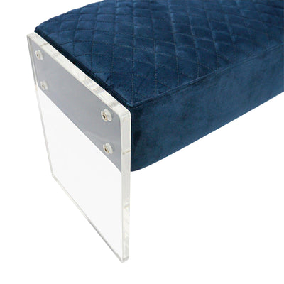 Canvello Acrylic & Velvet Bench, Navy - Canvello