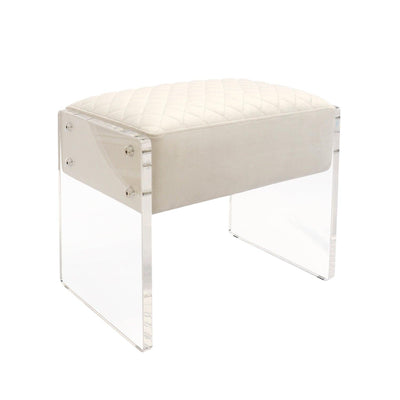 Canvello Acrylic & Velvet Stool, Ivory - Canvello