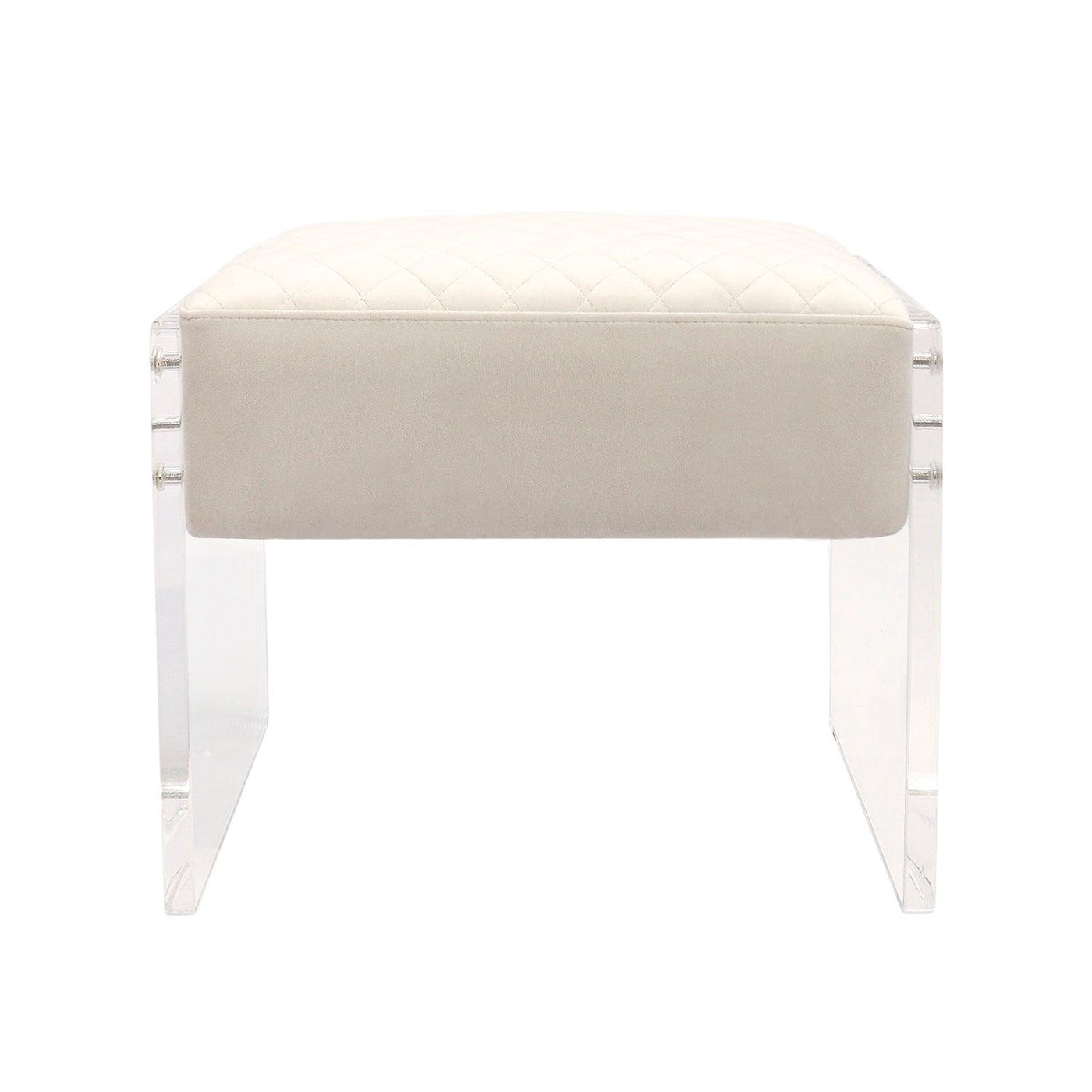 Canvello Acrylic & Velvet Stool, Ivory - Canvello