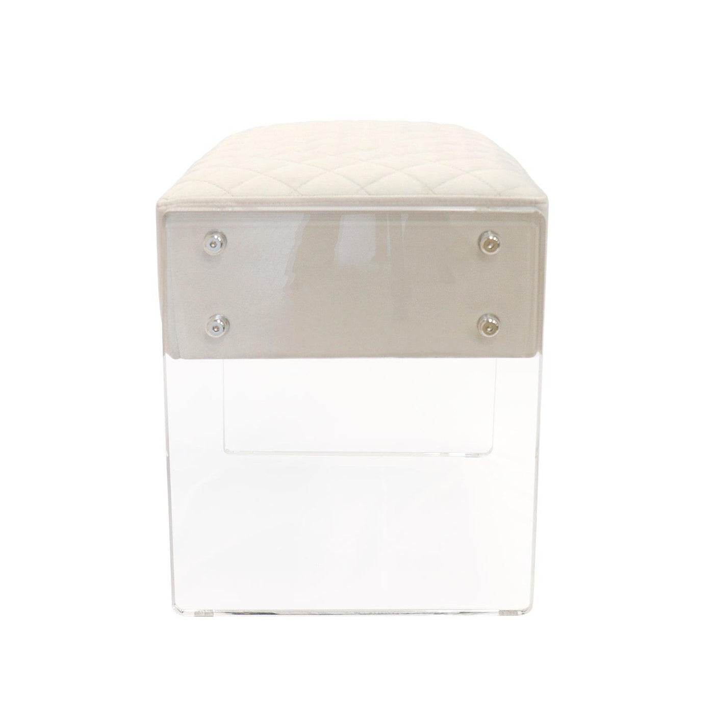 Canvello Acrylic & Velvet Stool, Ivory - Canvello