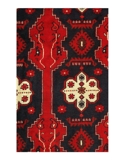 Canvello Afghan Bashir Red Hand Knotted Rug - 6′5" × 9′7″ - Canvello