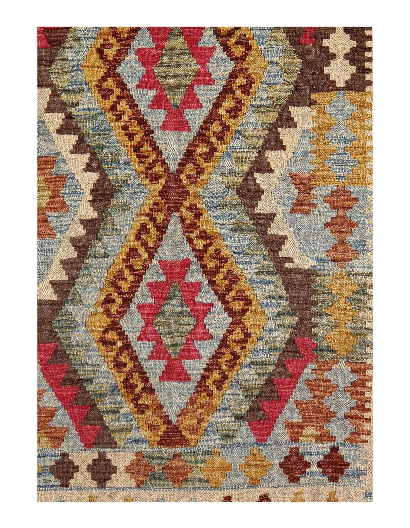 Canvello Afghan Kilim Handspun Wool - 3'4"x 4'10" - Canvello