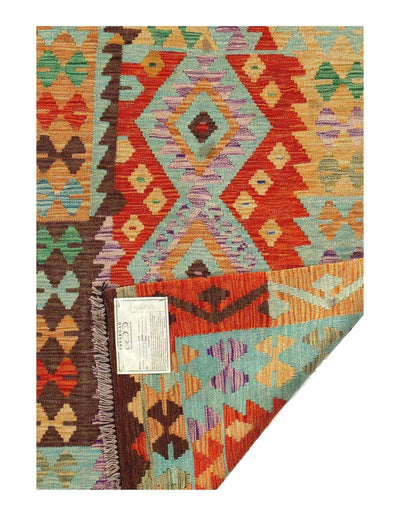 Canvello Afghan Kilim Handspun Wool Rug - 3'6" x 4'11"
