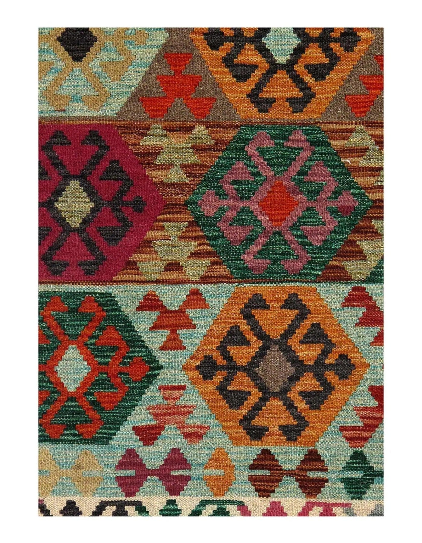 Canvello Afghan Kilim Handspun Wool Rug - 3'3" x 5' - Canvello