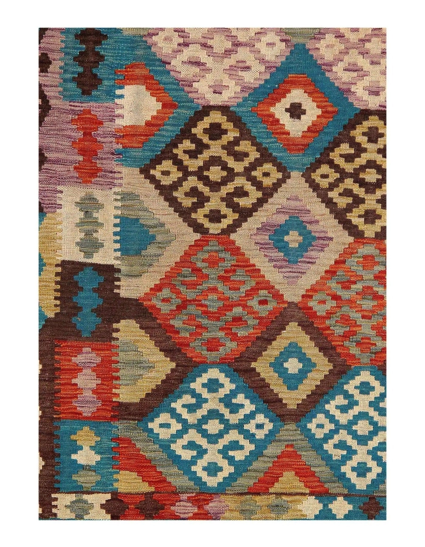 Canvello Afghan Kilim Handspun Wool Rug - 3'5" x 4'10" - Canvello