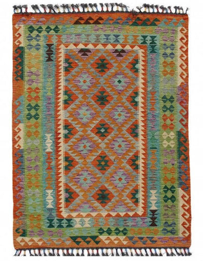 Canvello Afghan Kilim Handspun Wool Rug - 4'11" x 6'7" - Canvello