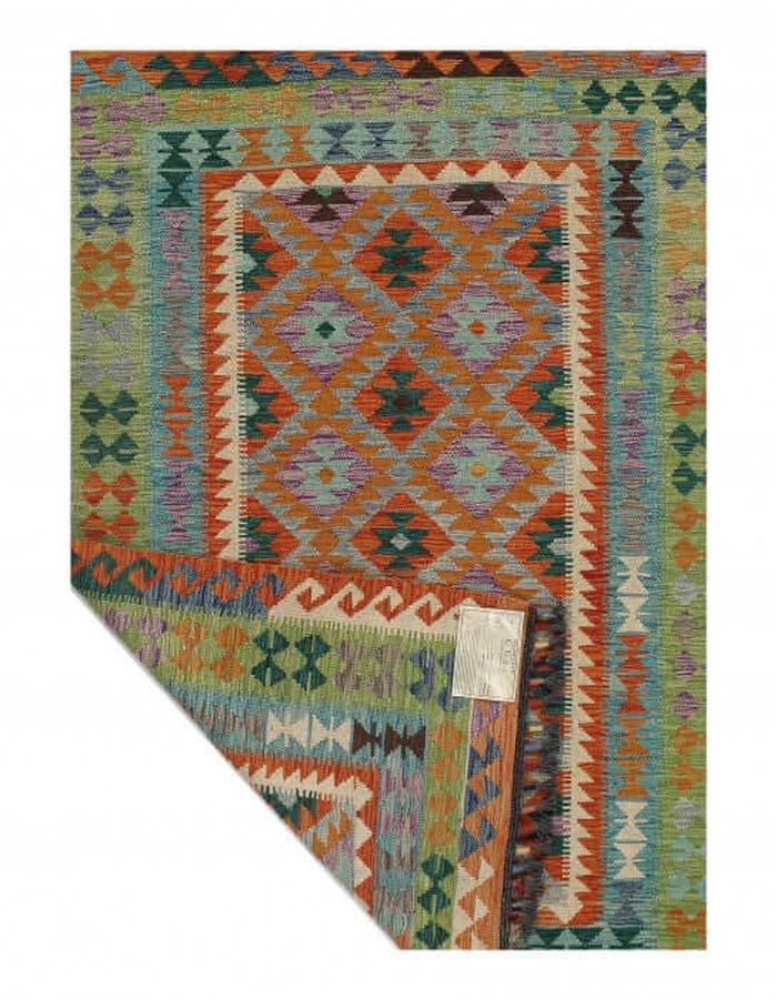 Canvello Afghan Kilim Handspun Wool Rug - 4'11" x 6'7" - Canvello