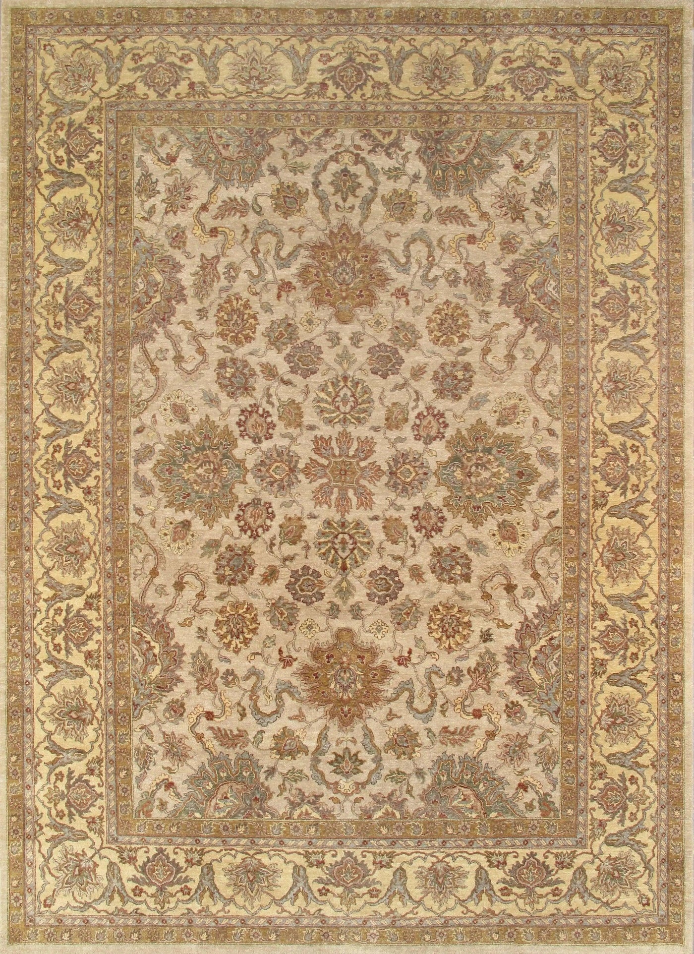 Canvello Agra Collection Hand-Knotted Lamb's Wool Area Rug- 10' 0" X 13' 10"