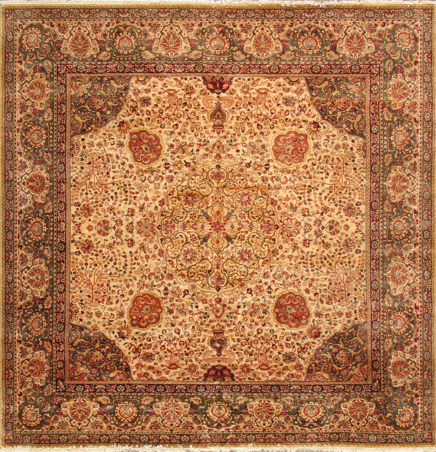 Canvello Agra Collection Hand-Knotted Lamb's Wool Area Rug- 10'1" X 10'11"