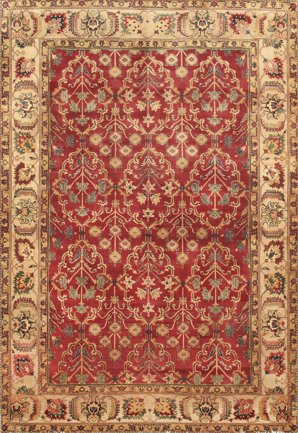 Canvello Agra Collection Hand-Knotted Lamb's Wool Area Rug- 6' 3" X 8' 9"