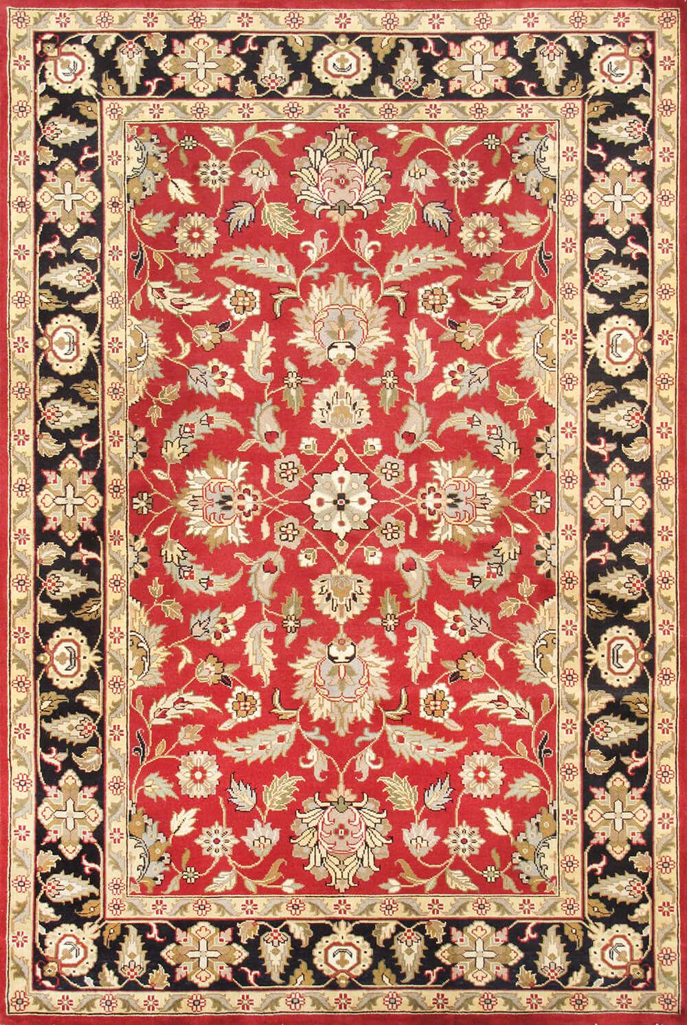 Canvello Agra Collection Hand-Knotted Lamb's Wool Area Rug- 6'X 9'