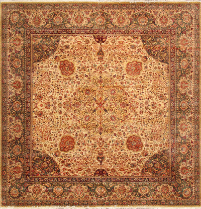 Canvello Agra Collection Hand - Knotted Lamb's Wool Area Rug - 10'1" X 10'11" - Canvello