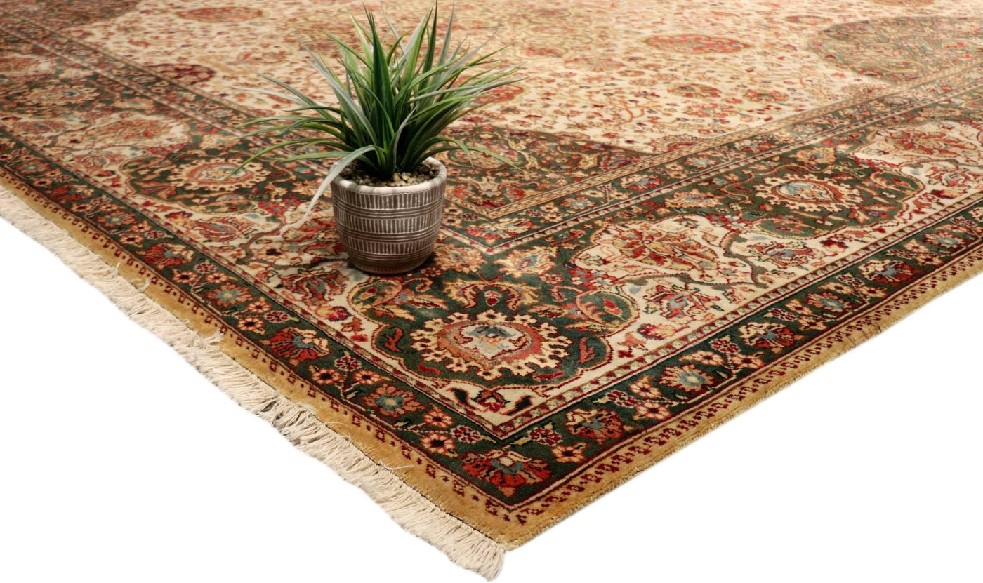 Canvello Agra Collection Hand - Knotted Lamb's Wool Area Rug - 10'1" X 10'11" - Canvello