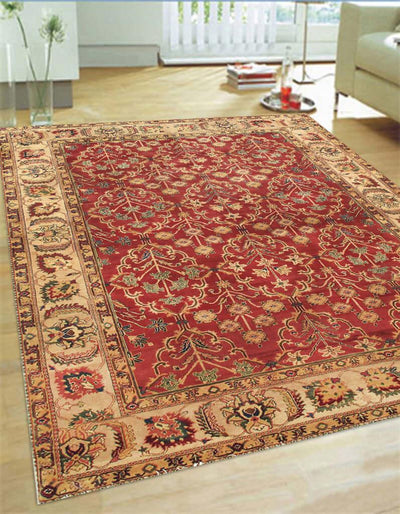 Canvello Agra Collection Hand - Knotted Lamb's Wool Area Rug - 6' 3" X 8' 9" - Canvello