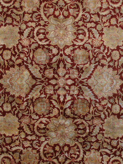 Canvello Agra Collection Hand-Knotted Red Lamb's Wool Area Rug-10'3" X 18'4"