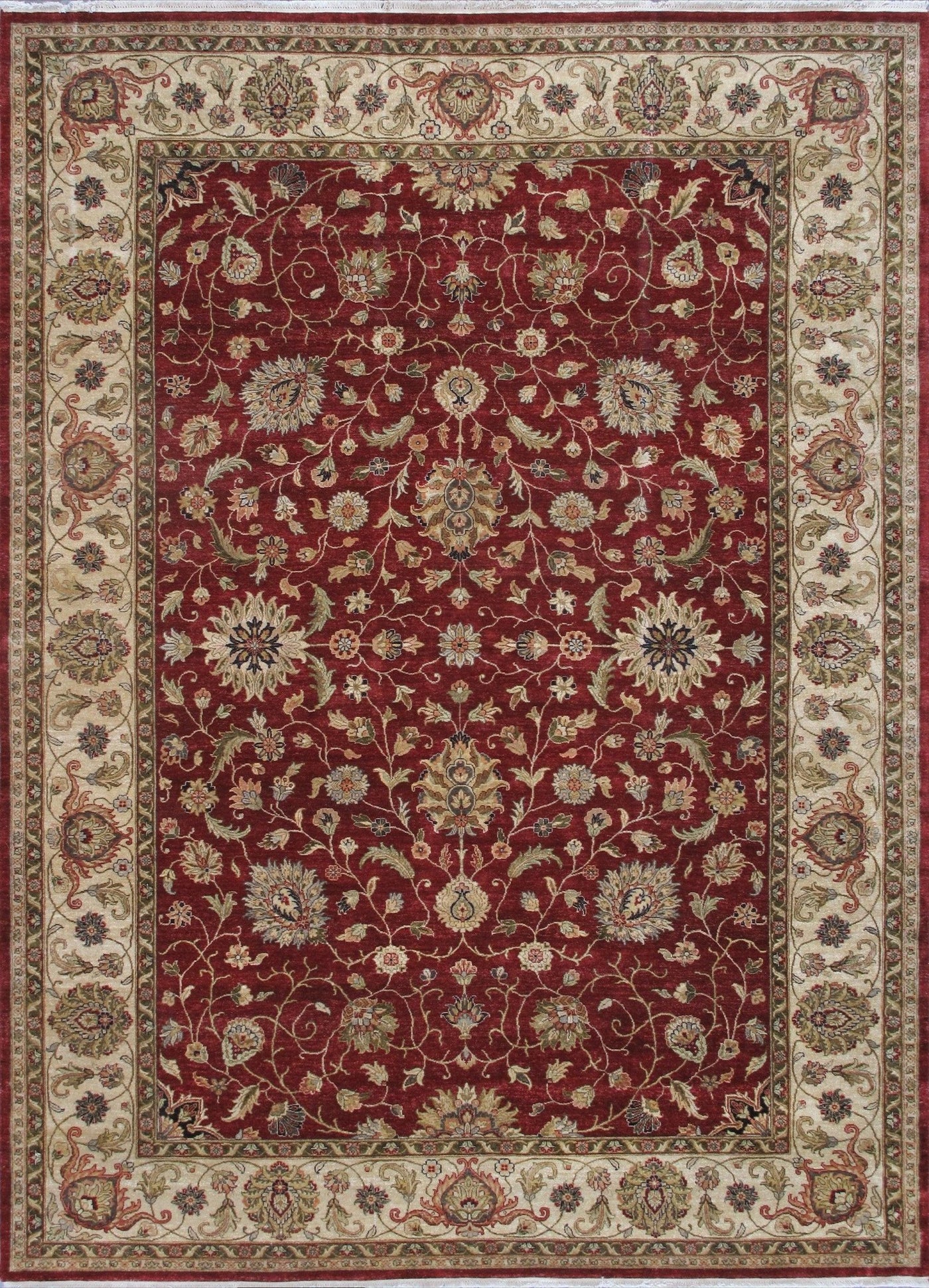 Canvello Agra Collection Hand - Knotted Red Lamb's Wool Area Rug - 9'8" X 13'3" - Canvello