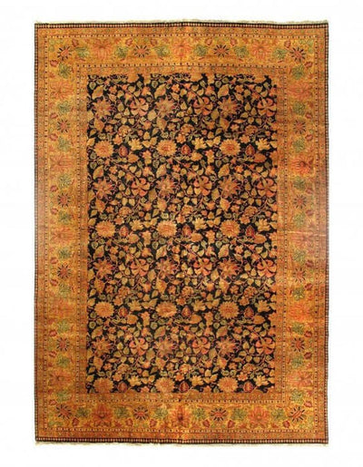 Canvello Agra Fine Hand Knotted Black Rug - 12'2'' X 18'2''